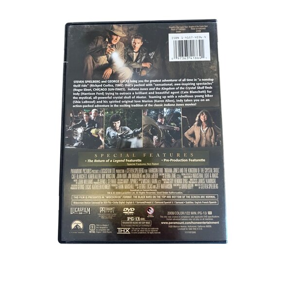 Indiana Jones And The Kingdom Of The Crystal Skull DVD Adventure Movie - Picture 4 of 4